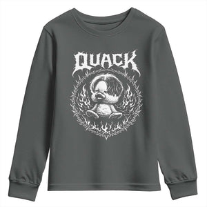 Funny Duck Metal Concert Youth Sweatshirt Rock Music Quack Meme TS14 Dark Heather Print Your Wear