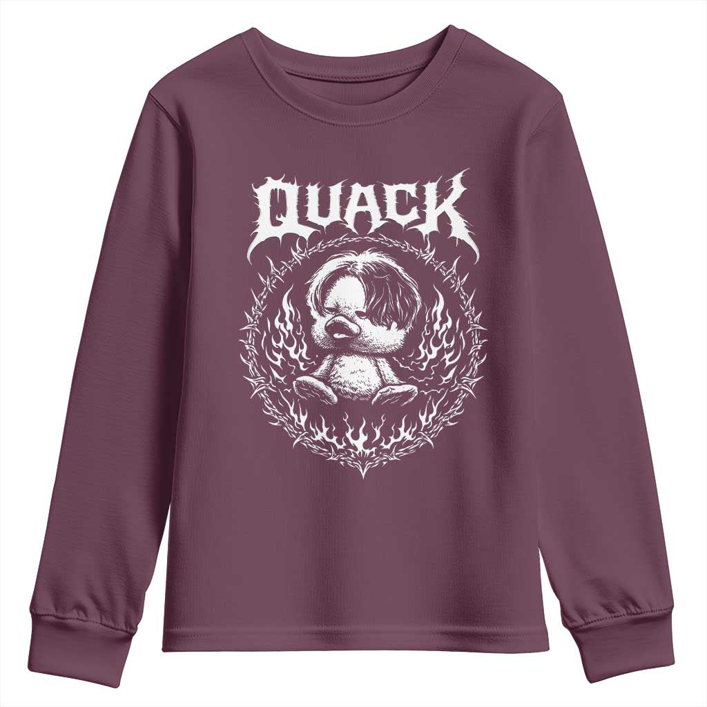 Funny Duck Metal Concert Youth Sweatshirt Rock Music Quack Meme TS14 Maroon Print Your Wear