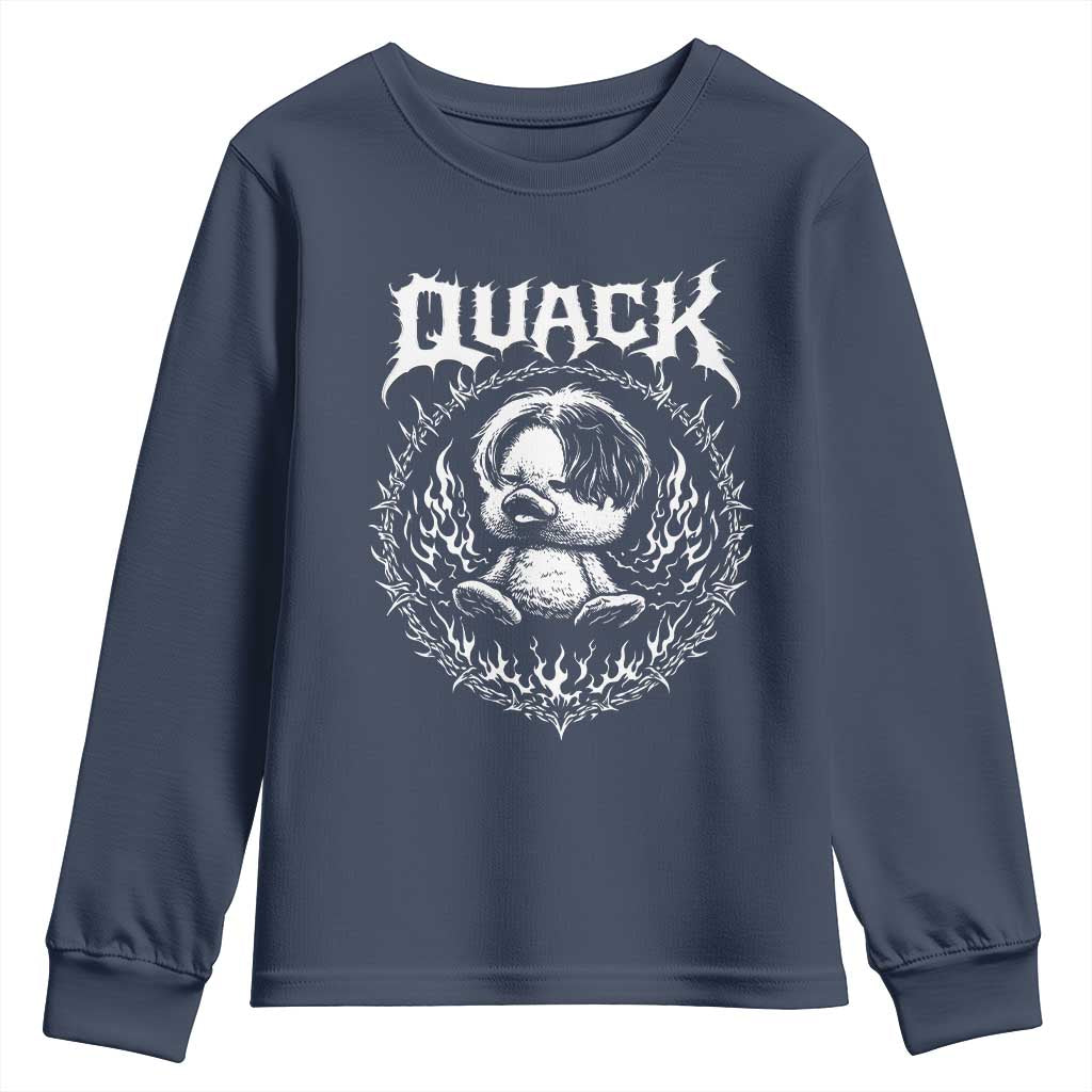 Funny Duck Metal Concert Youth Sweatshirt Rock Music Quack Meme TS14 Navy Print Your Wear