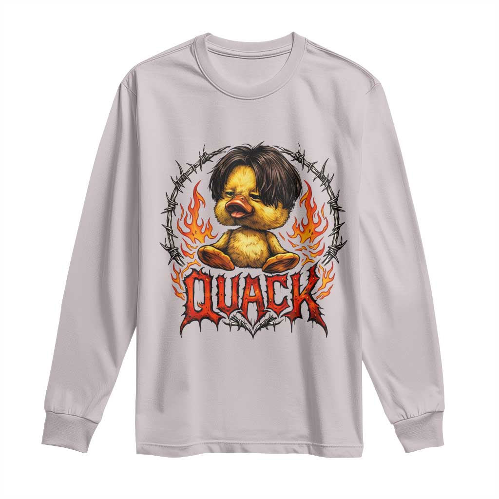 Funny Duck Metal Concert Long Sleeve Shirt Rock Band Quack Meme TS14 Ice Gray Print Your Wear