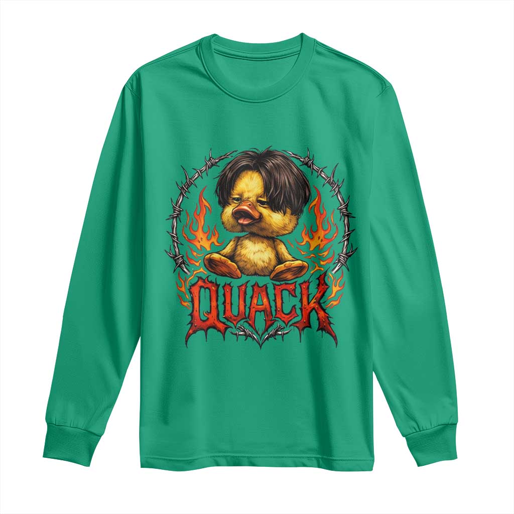 Funny Duck Metal Concert Long Sleeve Shirt Rock Band Quack Meme TS14 Irish Green Print Your Wear