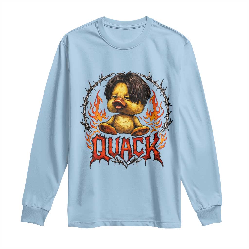 Funny Duck Metal Concert Long Sleeve Shirt Rock Band Quack Meme TS14 Light Blue Print Your Wear