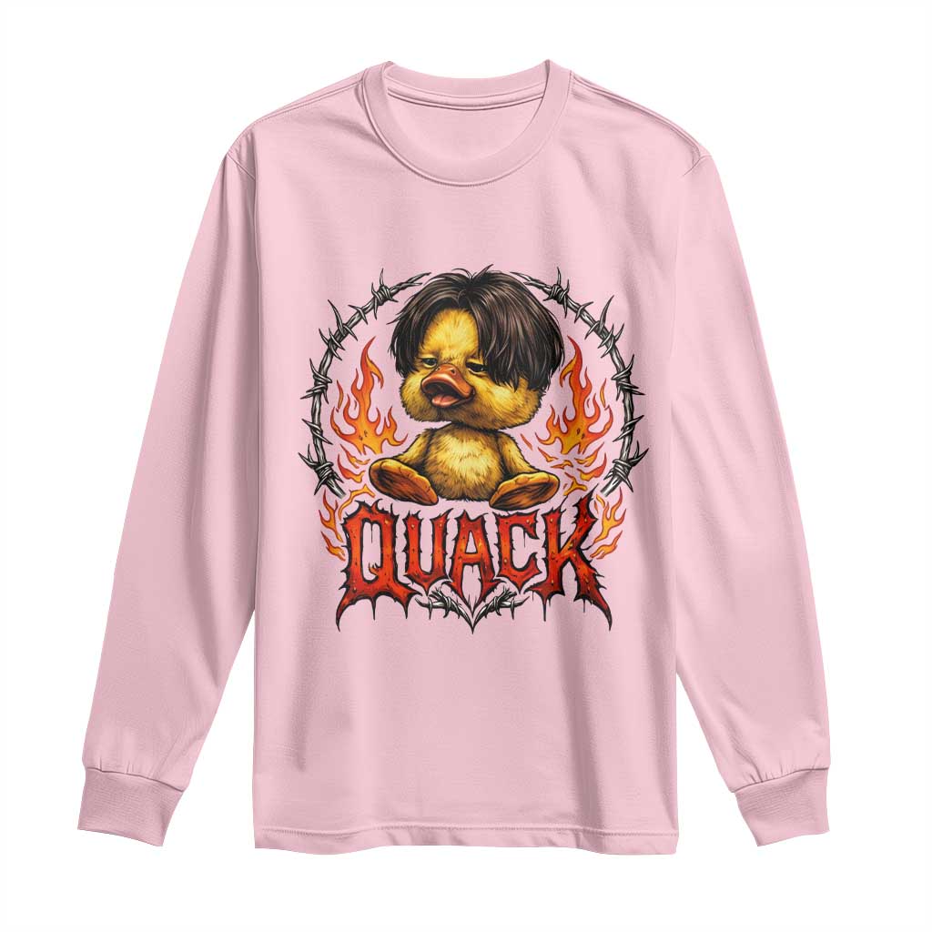 Funny Duck Metal Concert Long Sleeve Shirt Rock Band Quack Meme TS14 Light Pink Print Your Wear