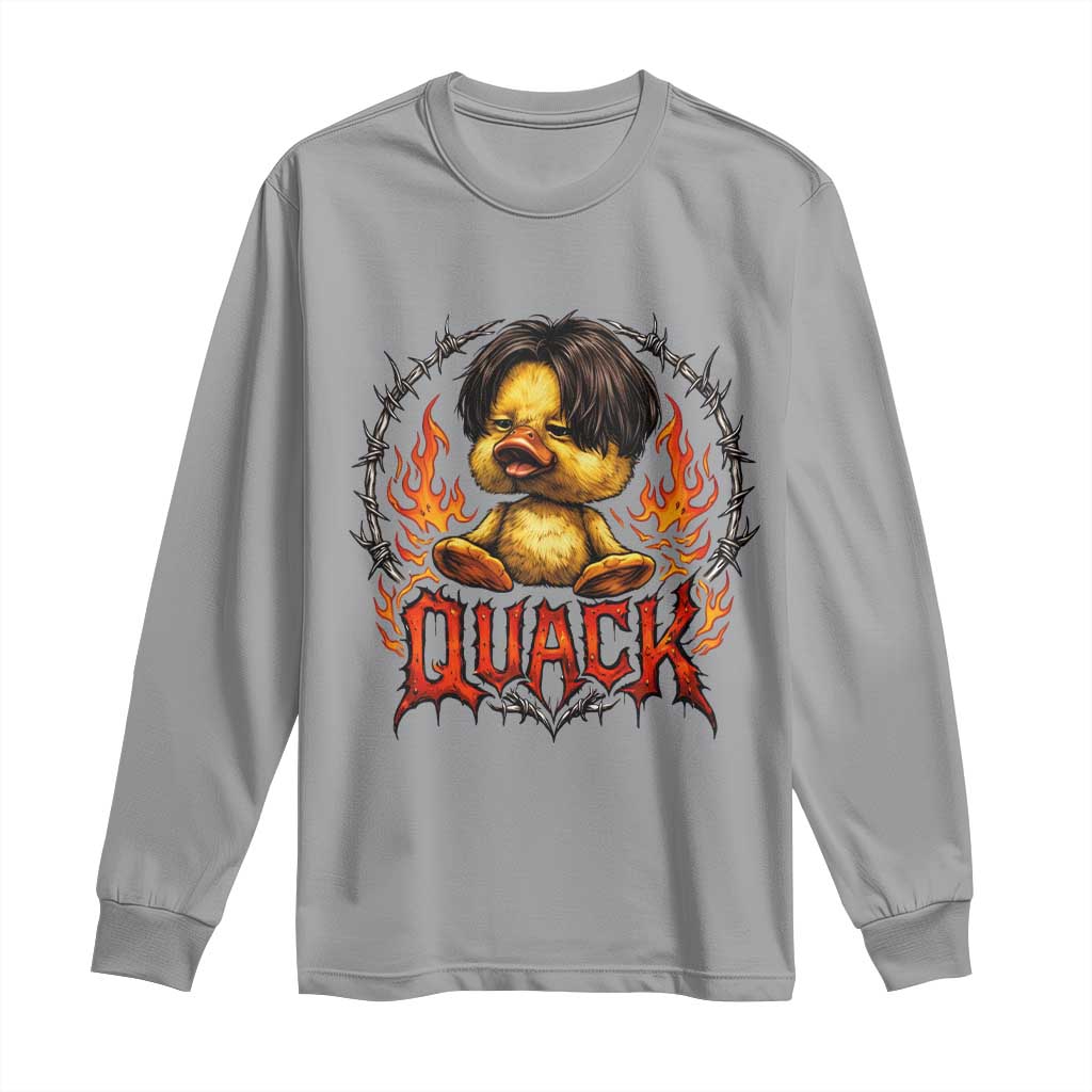 Funny Duck Metal Concert Long Sleeve Shirt Rock Band Quack Meme TS14 Sport Gray Print Your Wear