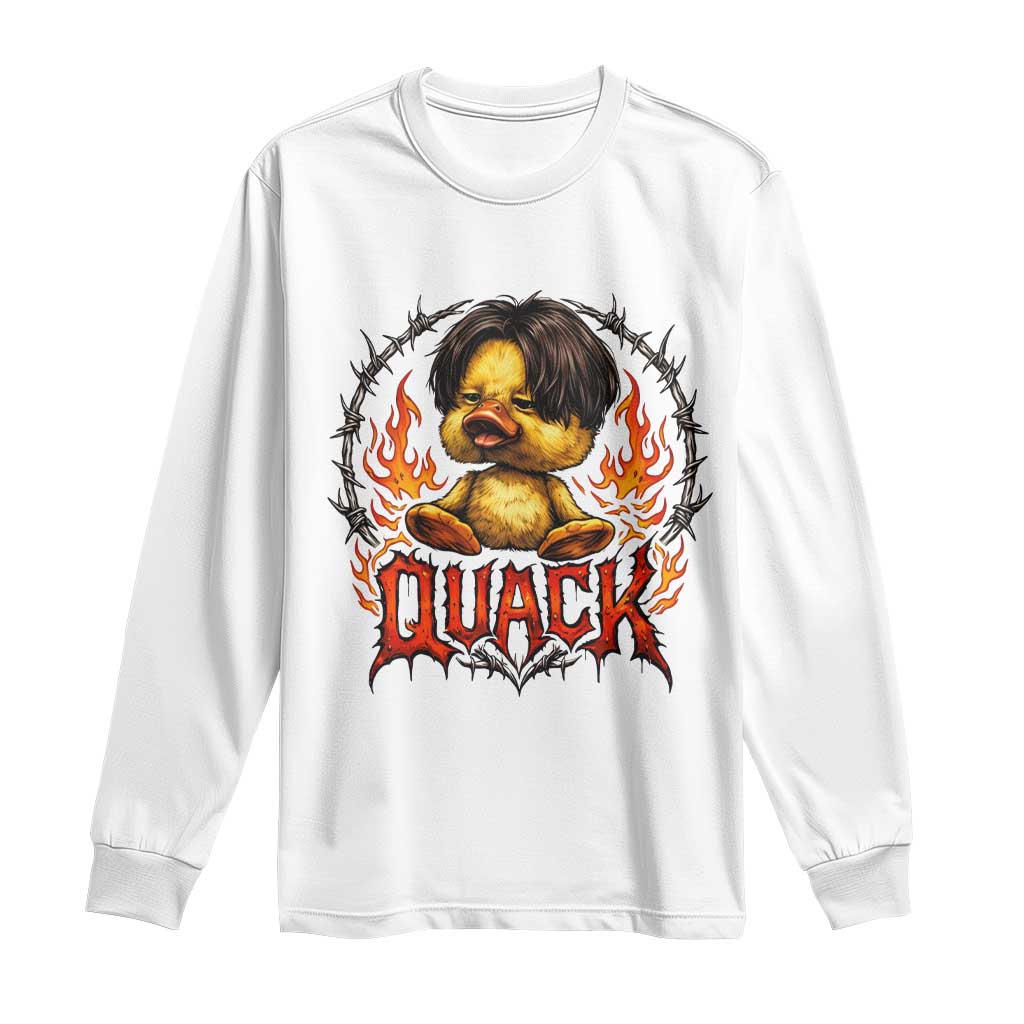 Funny Duck Metal Concert Long Sleeve Shirt Rock Band Quack Meme TS14 White Print Your Wear