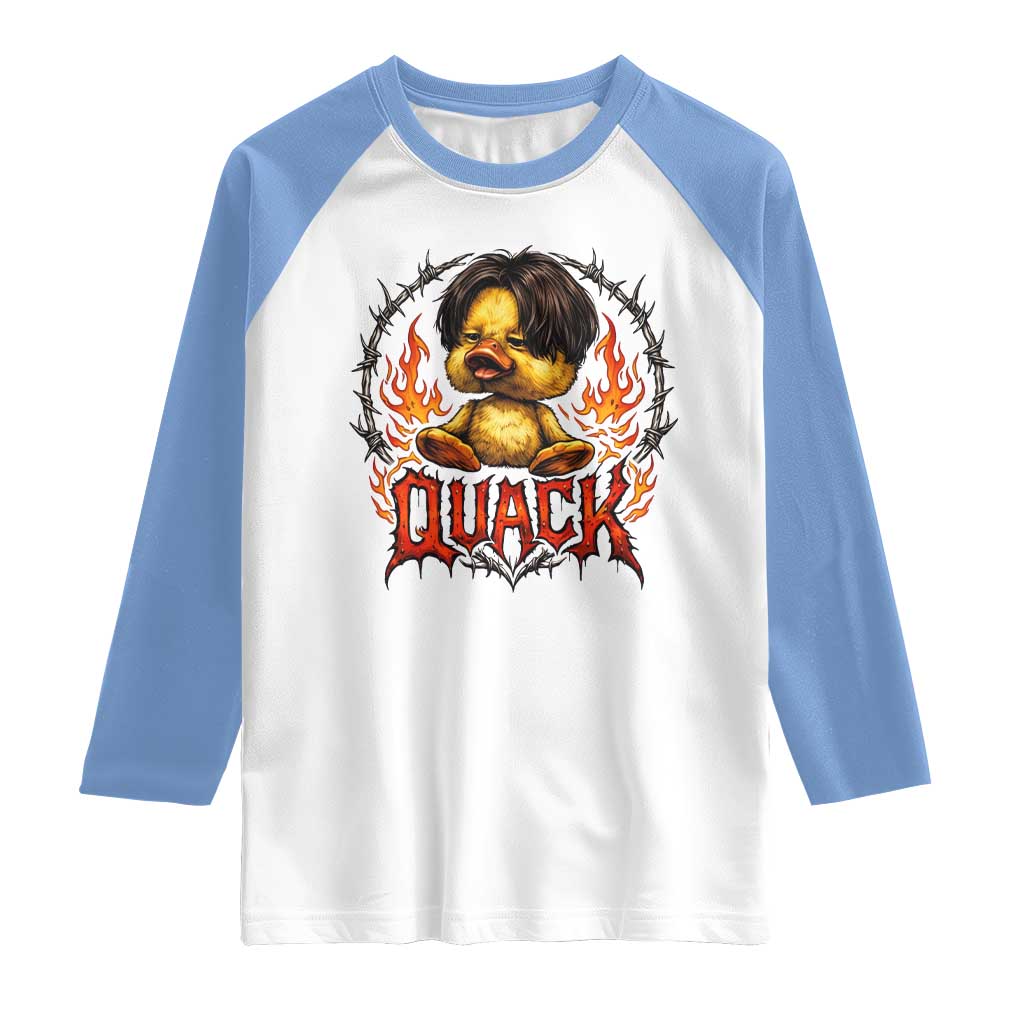 Funny Duck Metal Concert Raglan Shirt Rock Band Quack Meme TS14 White Carolina Blue Print Your Wear