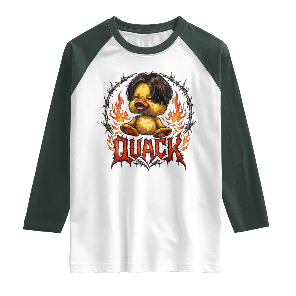 Funny Duck Metal Concert Raglan Shirt Rock Band Quack Meme TS14 White Dark Forest Green Print Your Wear