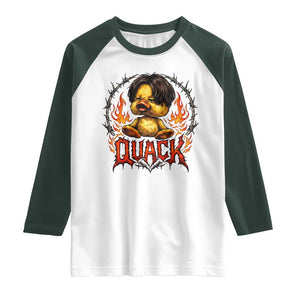 Funny Duck Metal Concert Raglan Shirt Rock Band Quack Meme TS14 White Dark Forest Green Print Your Wear