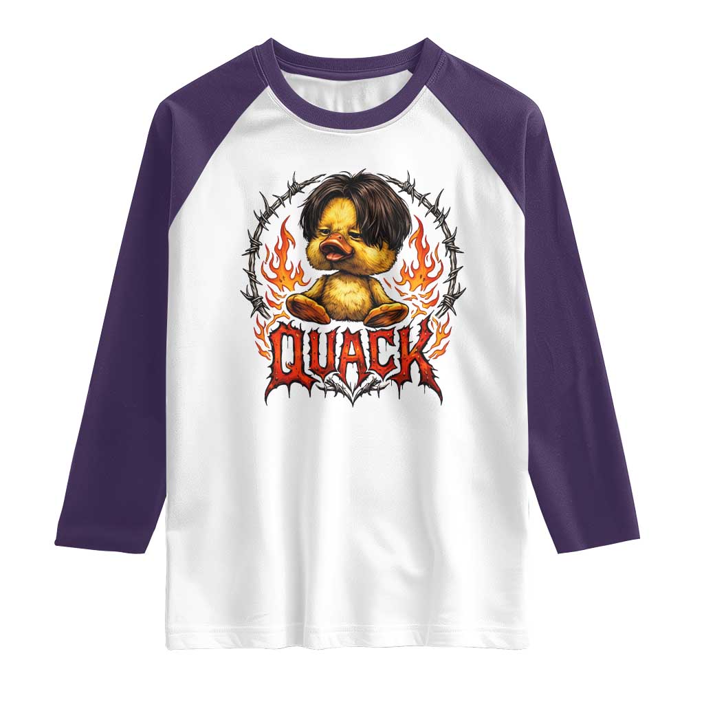 Funny Duck Metal Concert Raglan Shirt Rock Band Quack Meme TS14 White Purple Print Your Wear