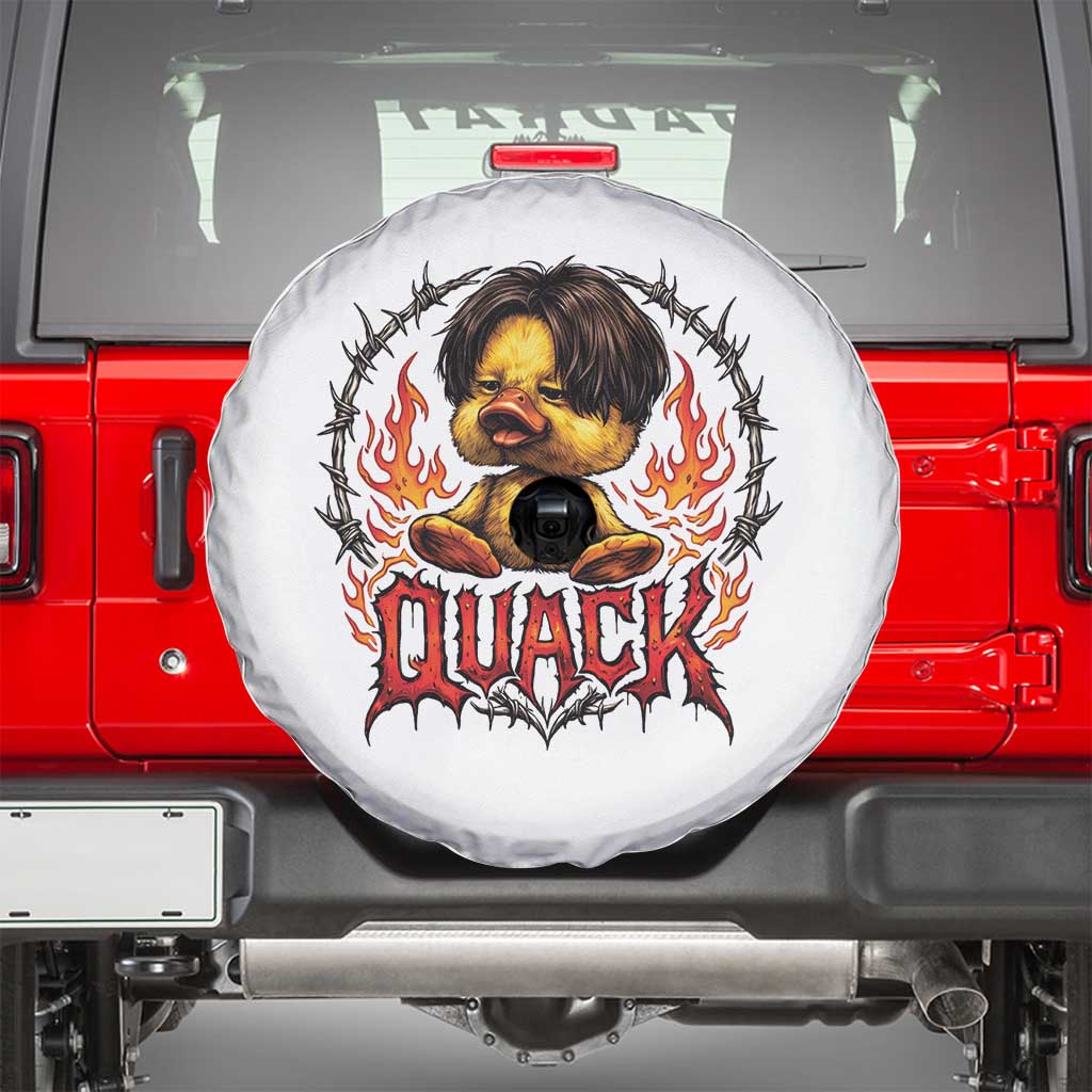 Funny Duck Metal Concert Spare Tire Cover Rock Band Quack Meme TS14 White Print Your Wear