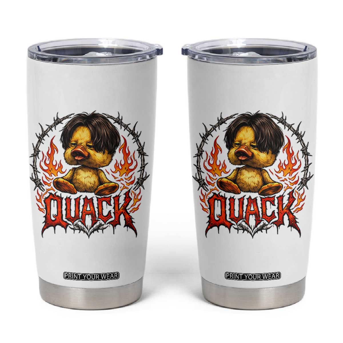 Funny Duck Metal Concert Tumbler Cup Rock Band Quack Meme TS14 White Print Your Wear
