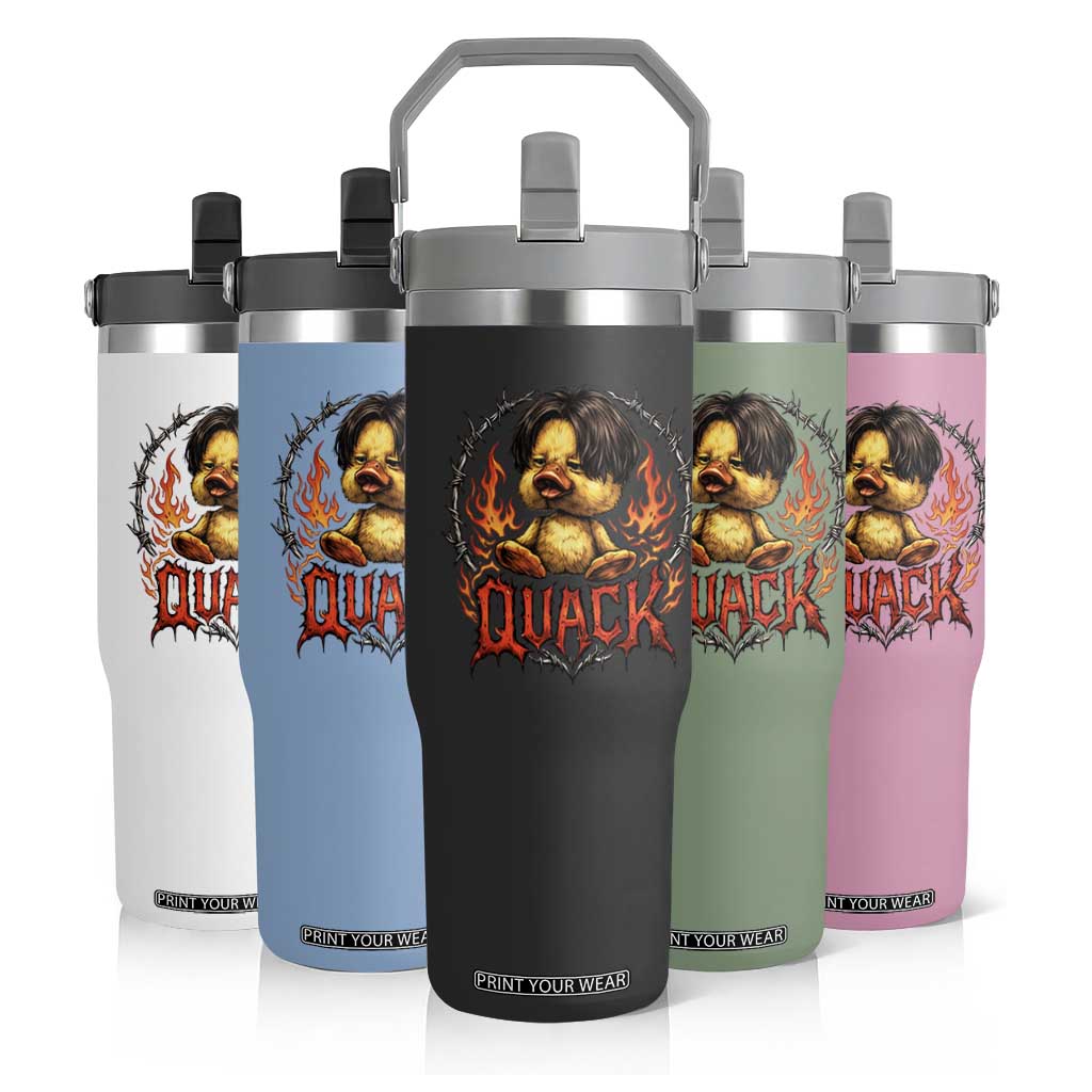 Funny Duck Metal Concert Flip Straw Tumbler Rock Band Quack Meme TS14 Print Your Wear