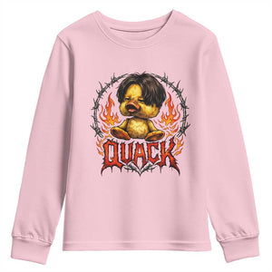 Funny Duck Metal Concert Youth Sweatshirt Rock Band Quack Meme TS14 Light Pink Print Your Wear