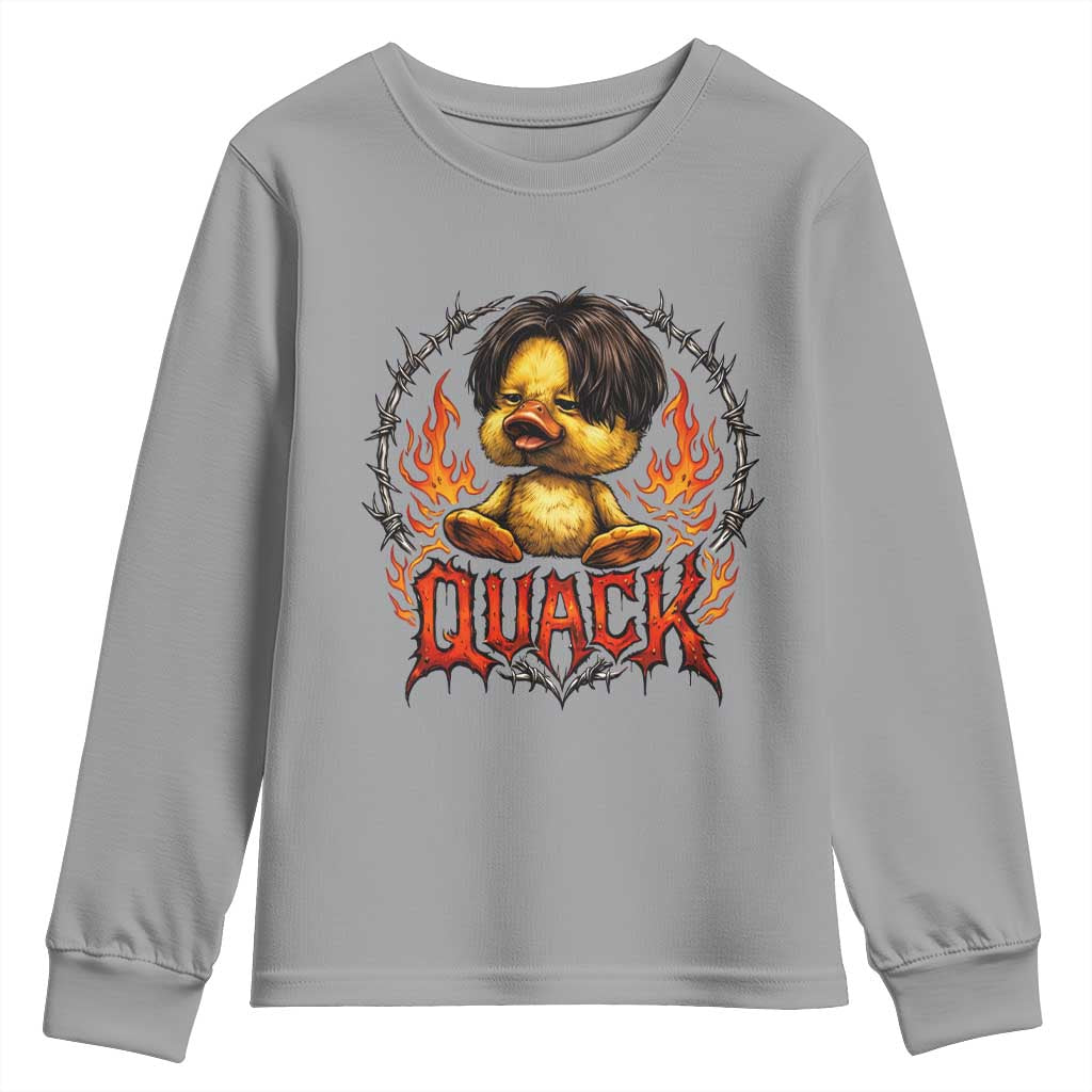 Funny Duck Metal Concert Youth Sweatshirt Rock Band Quack Meme TS14 Sport Gray Print Your Wear
