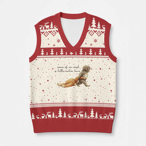 Punch Mokey V-Neck Knit Sweater Vest Viral Trend Baby Monkey Meme TS14 Beige Red Print Your Wear