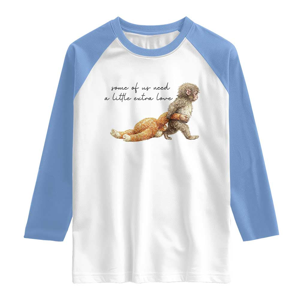 Punch Mokey Raglan Shirt Viral Trend Baby Monkey Meme TS14 White Carolina Blue Print Your Wear