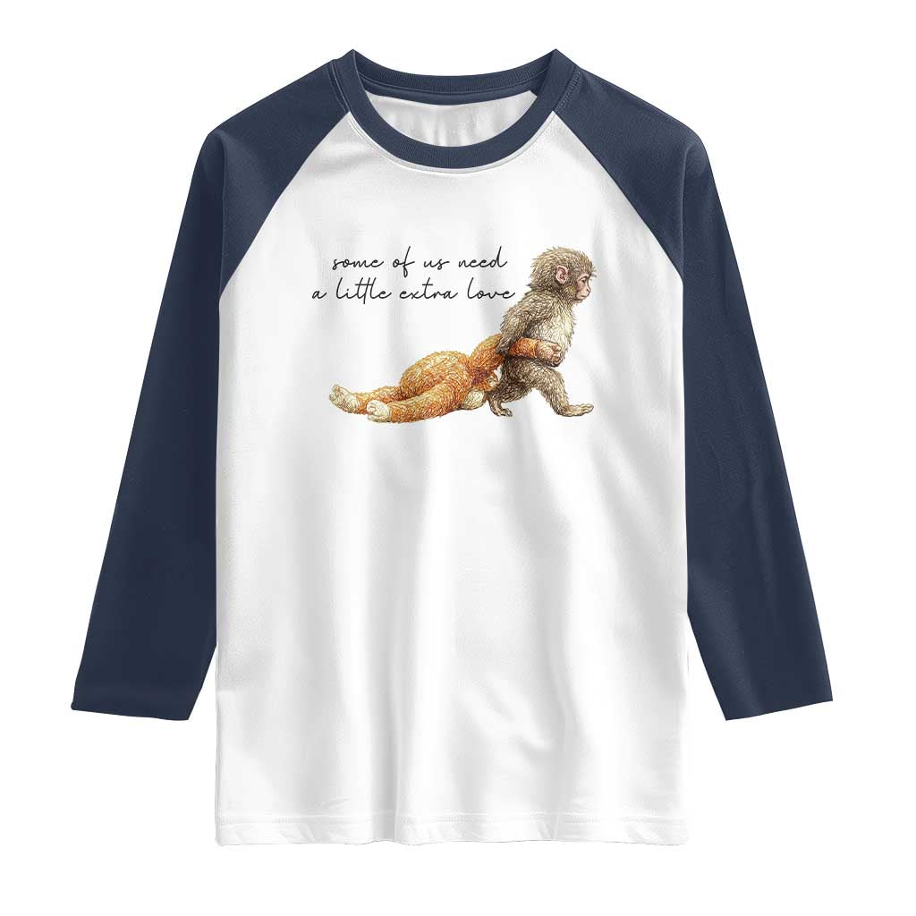Punch Mokey Raglan Shirt Viral Trend Baby Monkey Meme TS14 White Navy Print Your Wear