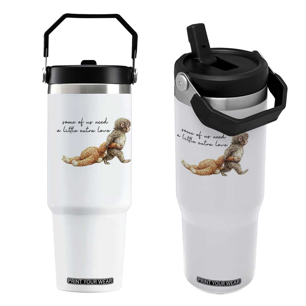Punch Mokey Flip Straw Tumbler Viral Trend Baby Monkey Meme TS14 One Size: 30 oz White Print Your Wear