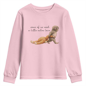 Punch Mokey Youth Sweatshirt Viral Trend Baby Monkey Meme TS14 Light Pink Print Your Wear