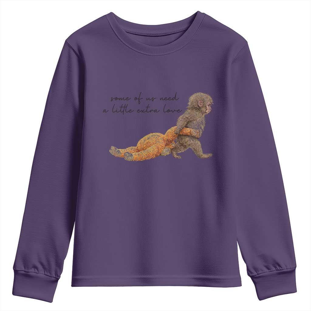 Punch Mokey Youth Sweatshirt Viral Trend Baby Monkey Meme TS14 Purple Print Your Wear