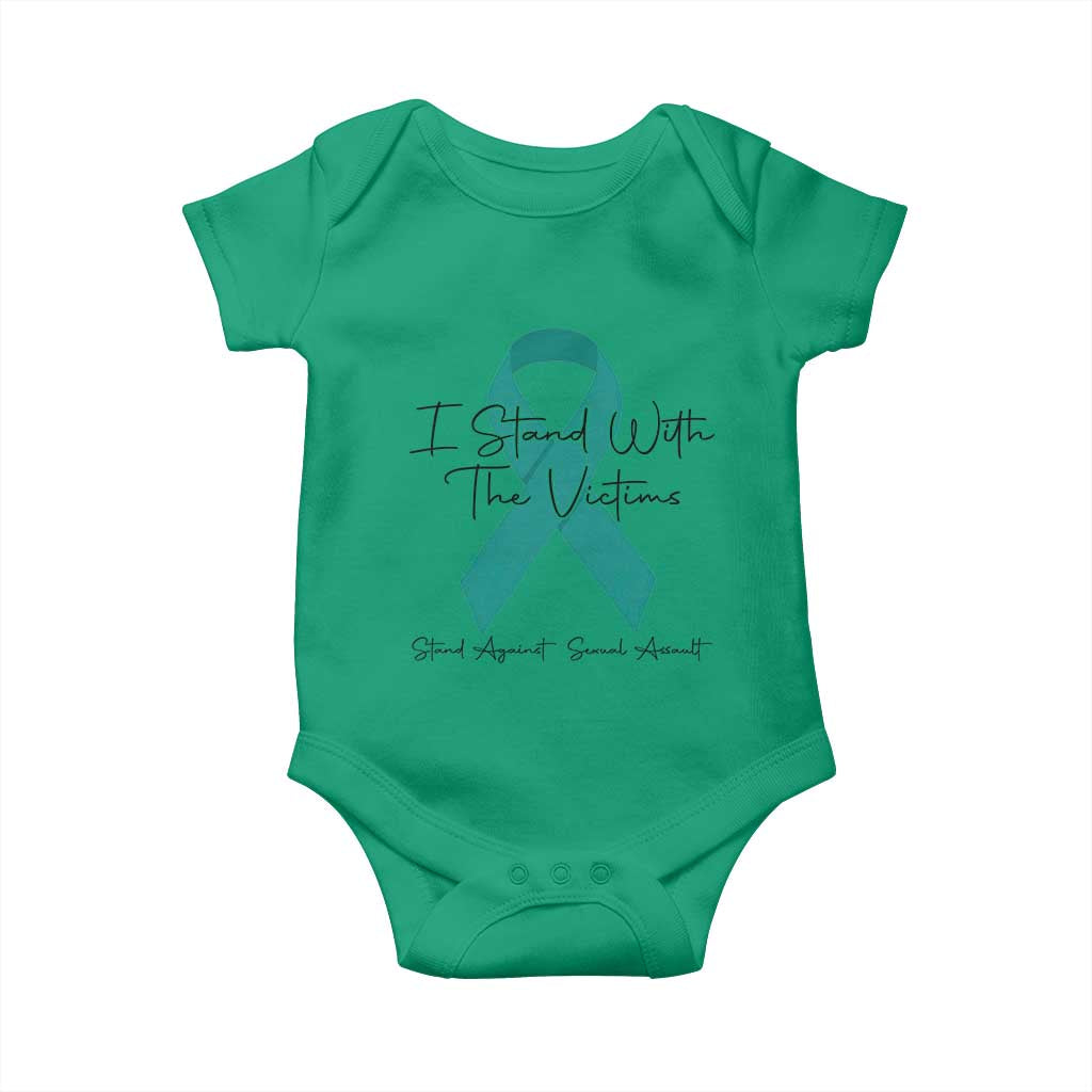 Sexual Assault Awareness Baby Onesie I Stand With The Victims TS14 Irish Green Print Your Wear