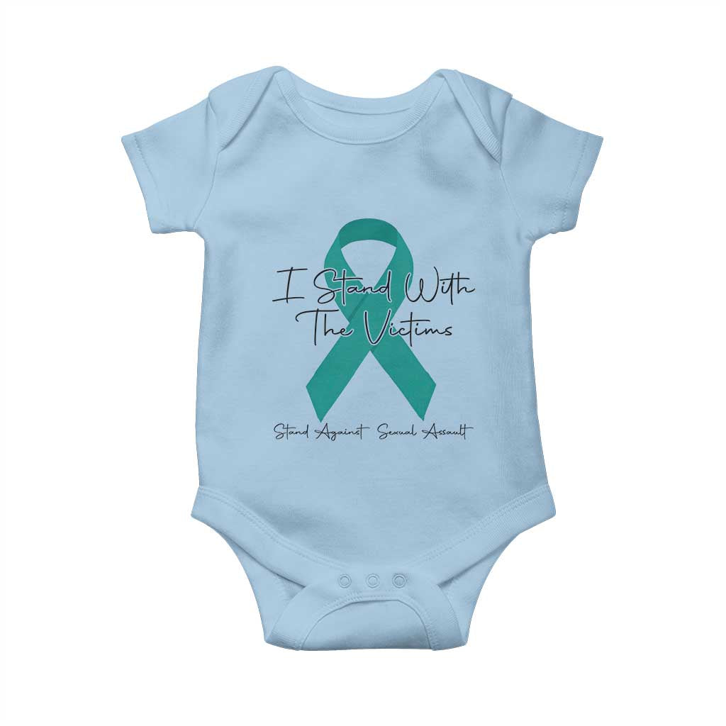 Sexual Assault Awareness Baby Onesie I Stand With The Victims TS14 Light Blue Print Your Wear