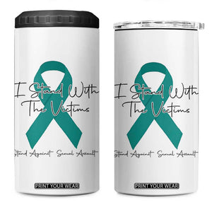 Sexual Assault Awareness 4 in 1 Can Cooler Tumbler I Stand With The Victims TS14 One Size: 16 oz White Print Your Wear