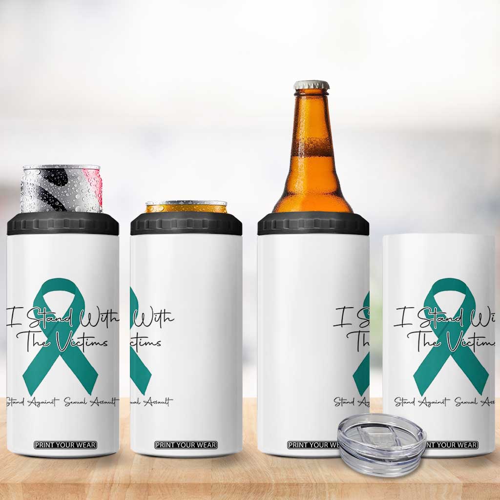 Sexual Assault Awareness 4 in 1 Can Cooler Tumbler I Stand With The Victims TS14 Print Your Wear
