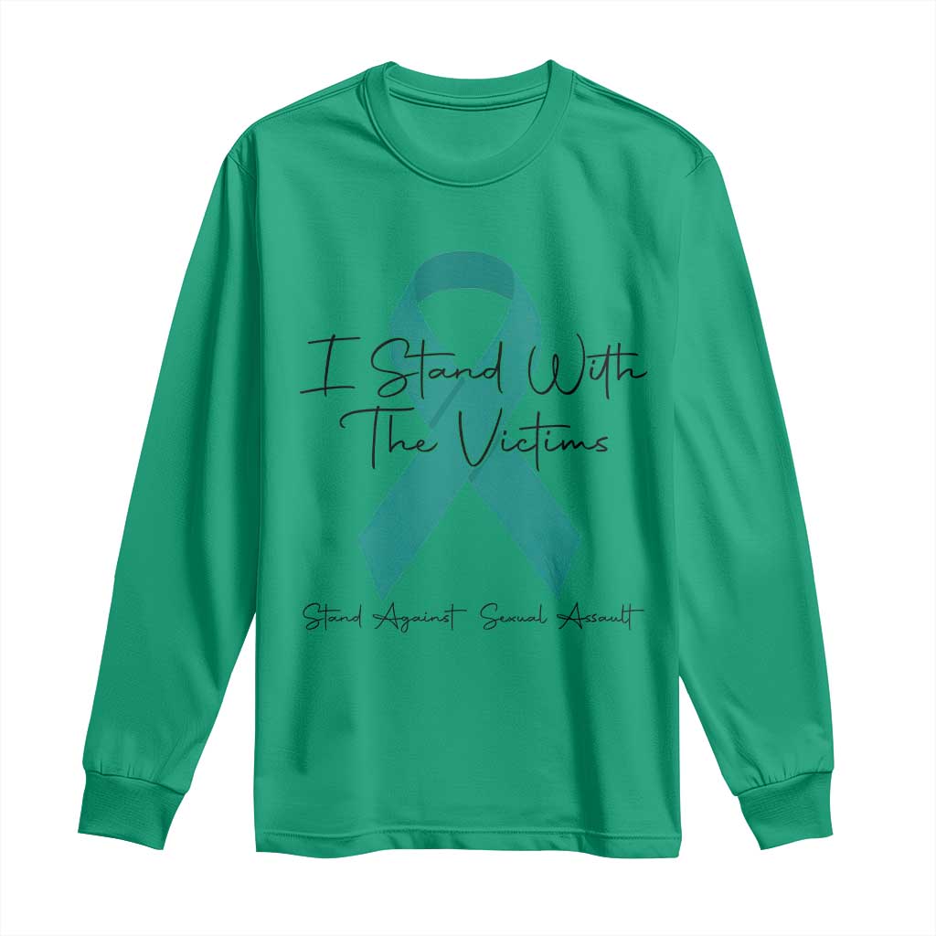 Sexual Assault Awareness Long Sleeve Shirt I Stand With The Victims TS14 Irish Green Print Your Wear