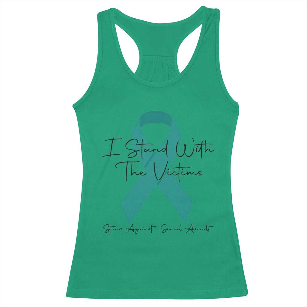 Sexual Assault Awareness Racerback Tank Top I Stand With The Victims TS14 Irish Green Print Your Wear