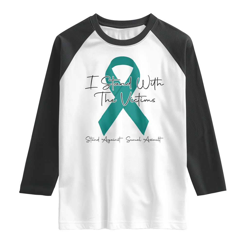 Sexual Assault Awareness Raglan Shirt I Stand With The Victims TS14 White Black Print Your Wear