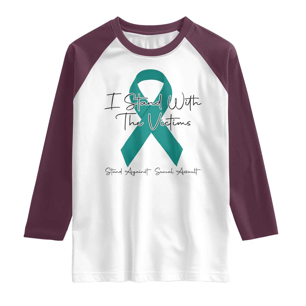 Sexual Assault Awareness Raglan Shirt I Stand With The Victims TS14 White Maroon Print Your Wear