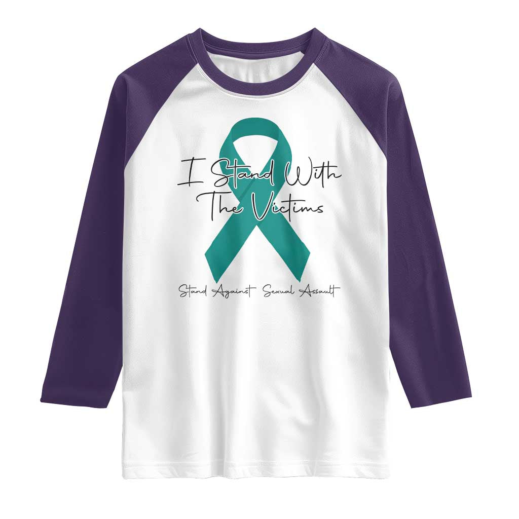 Sexual Assault Awareness Raglan Shirt I Stand With The Victims TS14 White Purple Print Your Wear