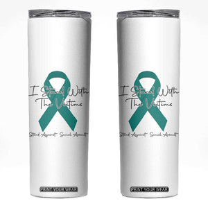 Sexual Assault Awareness Skinny Tumbler I Stand With The Victims TS14 White Print Your Wear