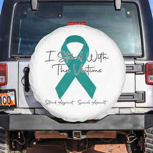 Sexual Assault Awareness Spare Tire Cover I Stand With The Victims TS14 No hole White Print Your Wear
