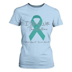 Sexual Assault Awareness T Shirt For Women I Stand With The Victims TS14 Light Blue Print Your Wear