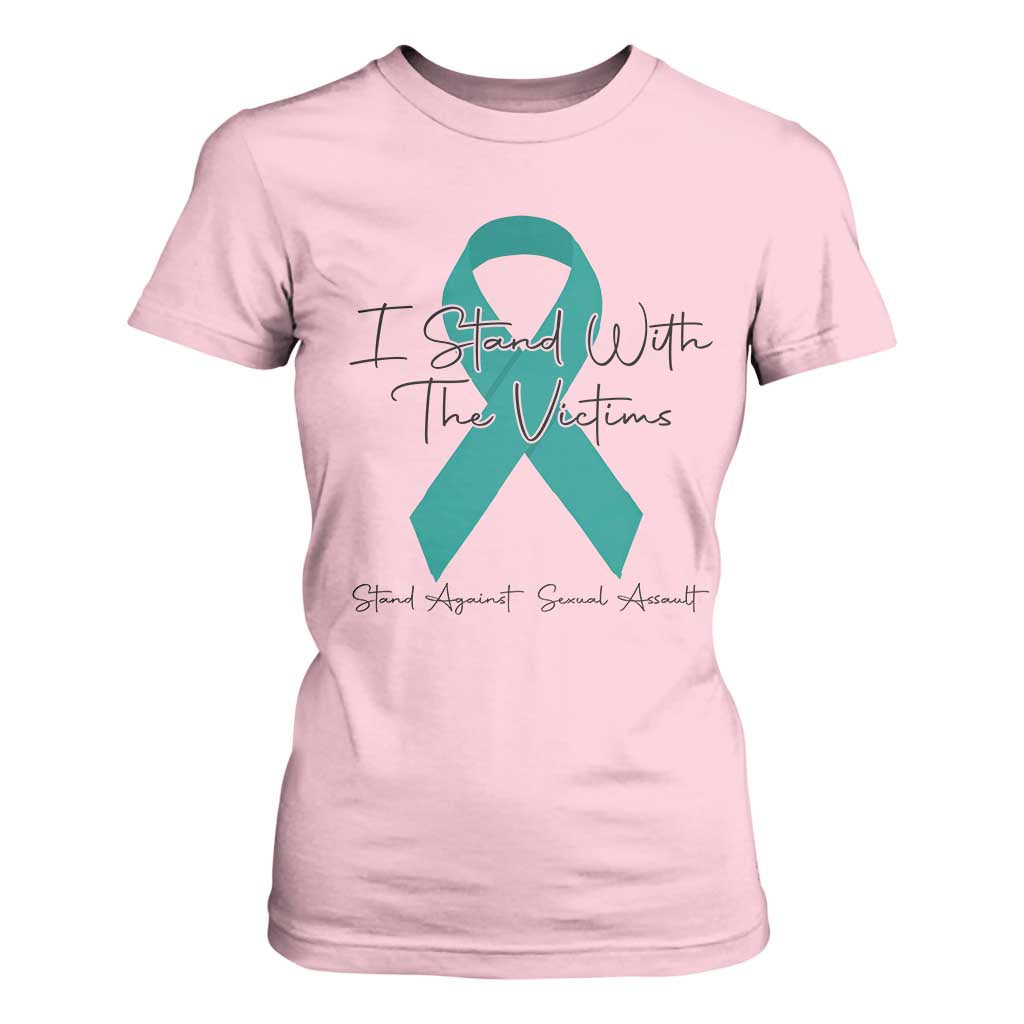 Sexual Assault Awareness T Shirt For Women I Stand With The Victims TS14 Light Pink Print Your Wear