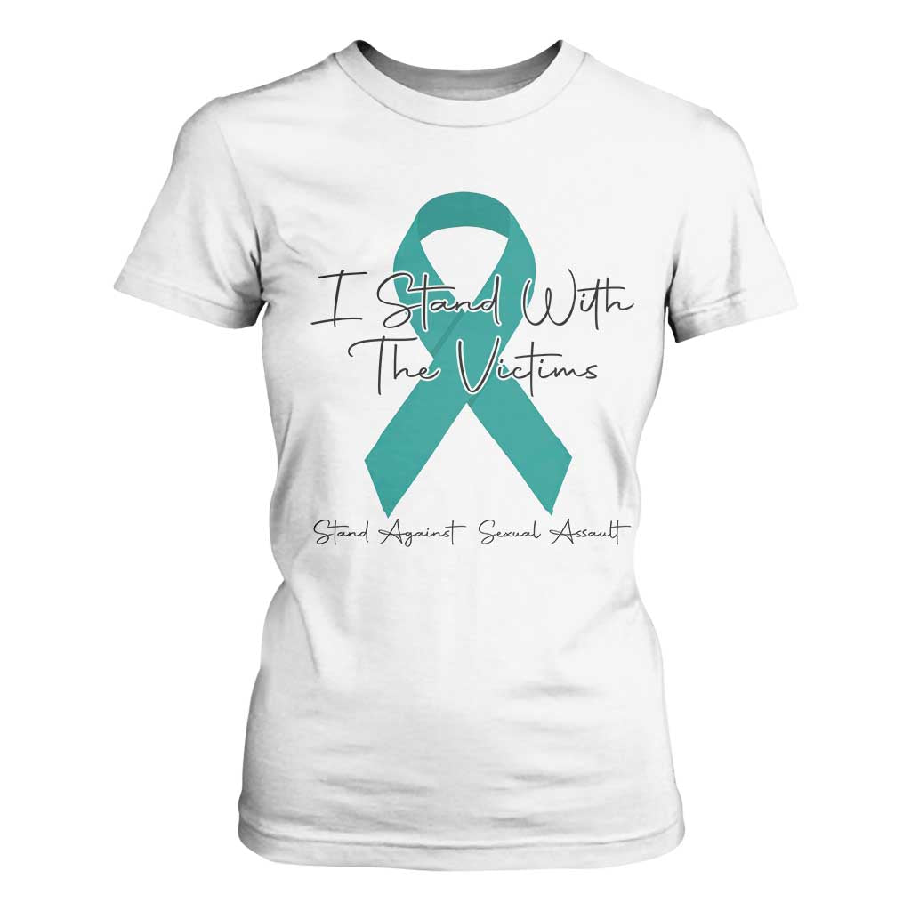 Sexual Assault Awareness T Shirt For Women I Stand With The Victims TS14 White Print Your Wear