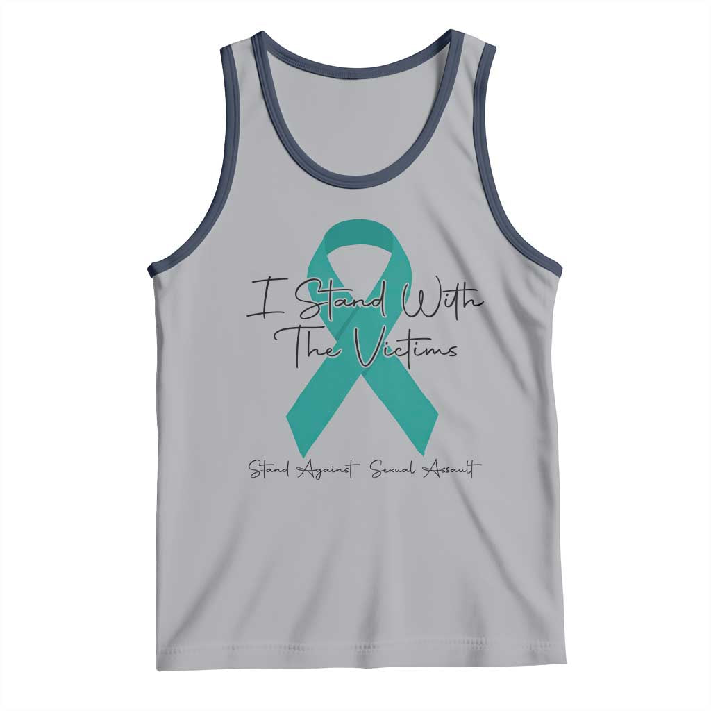 Sexual Assault Awareness Tank Top I Stand With The Victims TS14 Athletic Heather Navy Print Your Wear