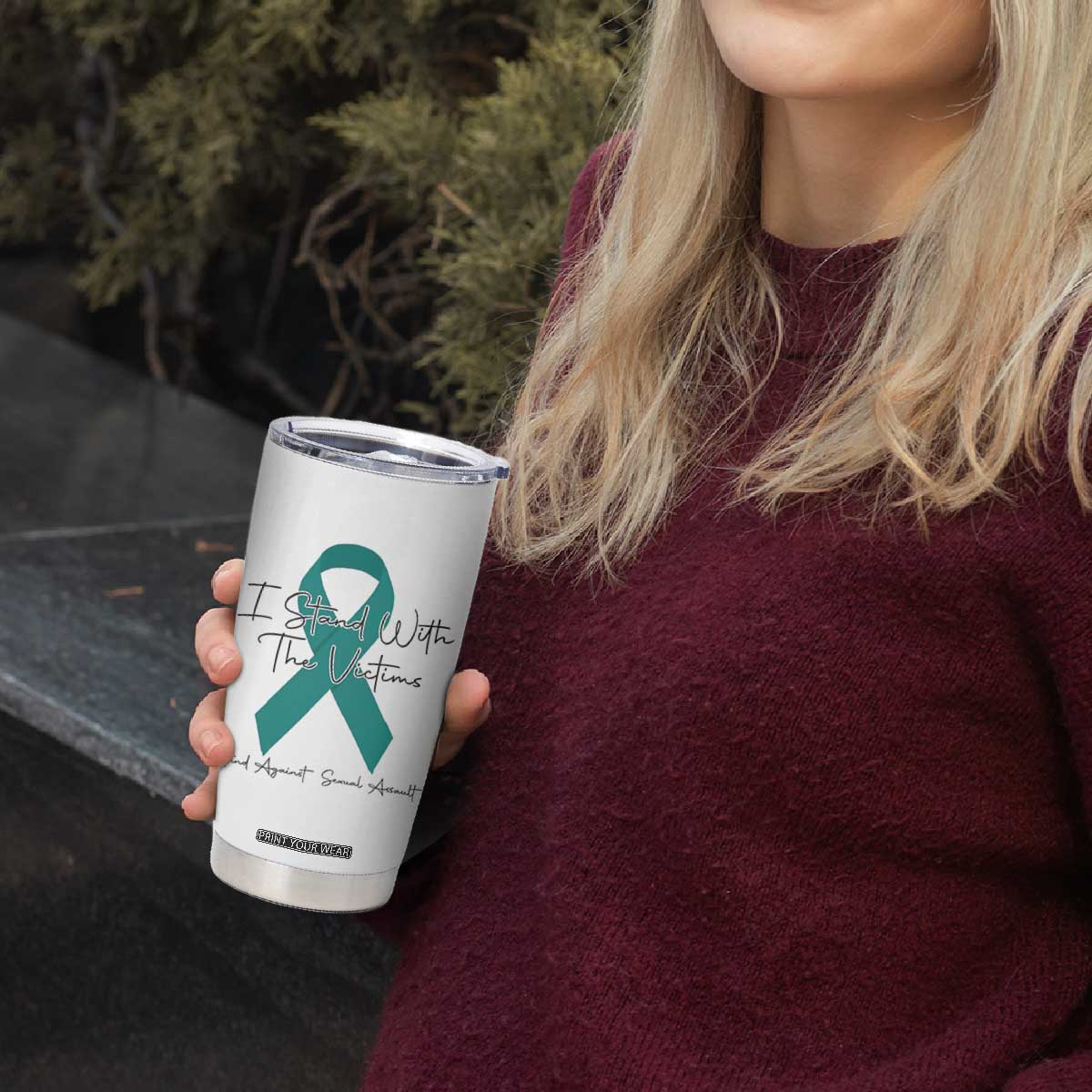 Sexual Assault Awareness Tumbler Cup I Stand With The Victims TS14 Print Your Wear