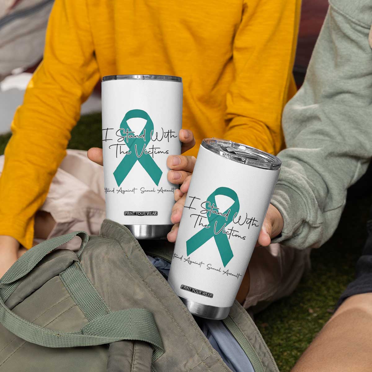 Sexual Assault Awareness Tumbler Cup I Stand With The Victims TS14 Print Your Wear