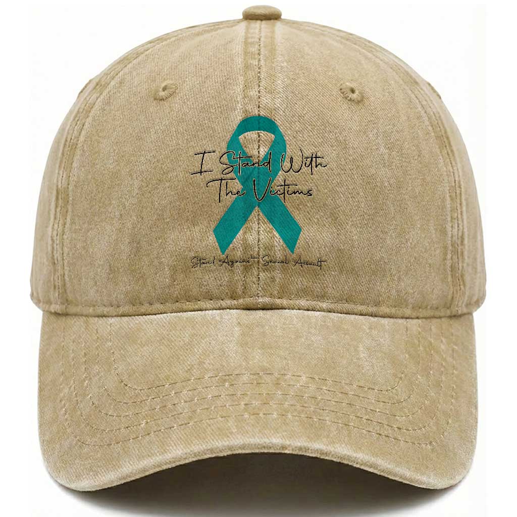 Sexual Assault Awareness Washed Cotton Baseball Cap I Stand With The Victims TS14 Washed Cap Universal Fit Khaki Print Your Wear