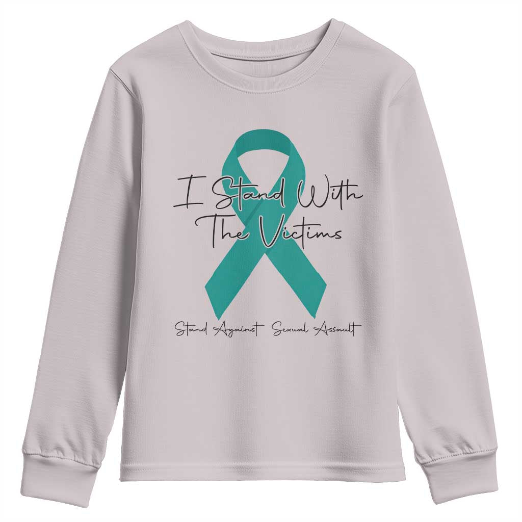 Sexual Assault Awareness Youth Sweatshirt I Stand With The Victims TS14 Ice Gray Print Your Wear