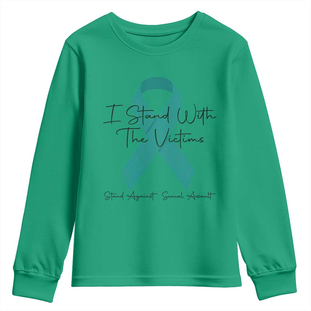 Sexual Assault Awareness Youth Sweatshirt I Stand With The Victims TS14 Irish Green Print Your Wear