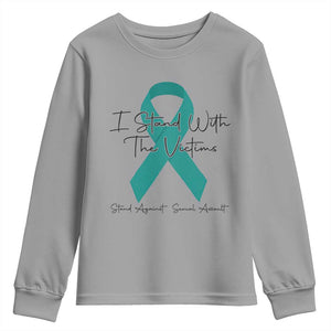 Sexual Assault Awareness Youth Sweatshirt I Stand With The Victims TS14 Sport Gray Print Your Wear