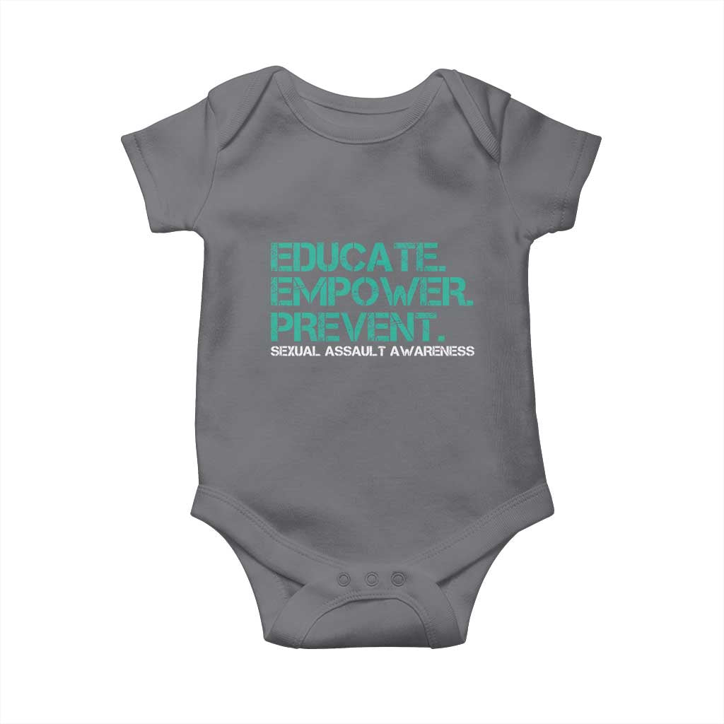 Sexual Assault Awareness Baby Onesie Educate Empower Prevent TS14 Charcoal Print Your Wear