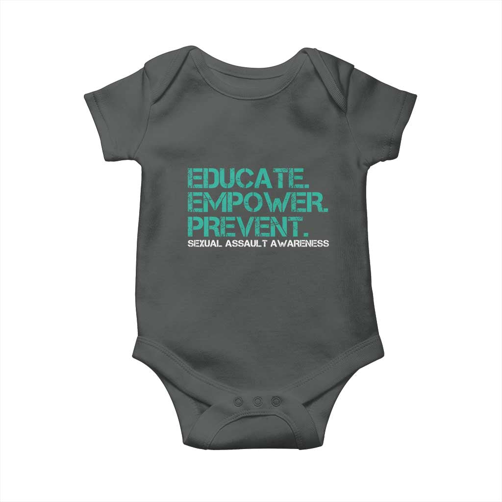 Sexual Assault Awareness Baby Onesie Educate Empower Prevent TS14 Dark Heather Print Your Wear
