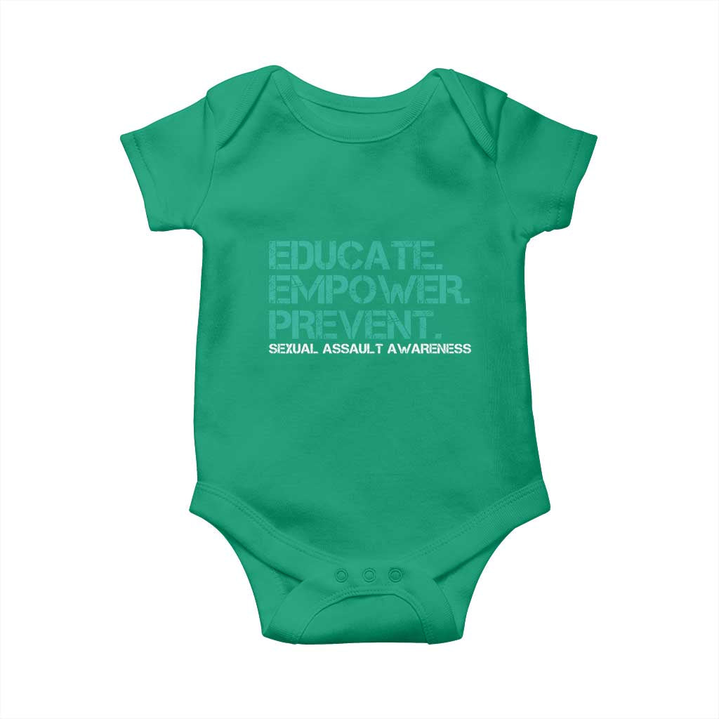 Sexual Assault Awareness Baby Onesie Educate Empower Prevent TS14 Irish Green Print Your Wear