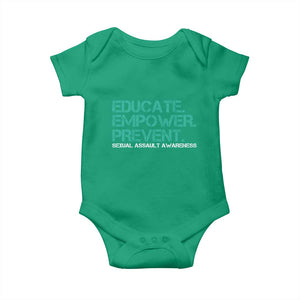 Sexual Assault Awareness Baby Onesie Educate Empower Prevent TS14 Irish Green Print Your Wear