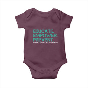 Sexual Assault Awareness Baby Onesie Educate Empower Prevent TS14 Maroon Print Your Wear